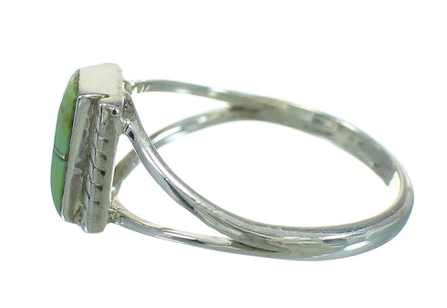 Turquoise Inlay Authentic Sterling Silver Jewelry Ring Size 8-1/4 AX86473