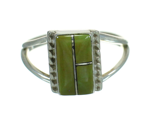 Authentic Sterling Silver Turquoise Inlay Southwest Jewelry Ring Size 4-1/2 AX86481