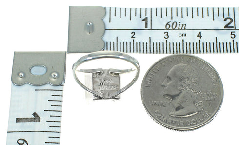 Authentic Sterling Silver Turquoise Inlay Southwest Jewelry Ring Size 4-1/2 AX86481