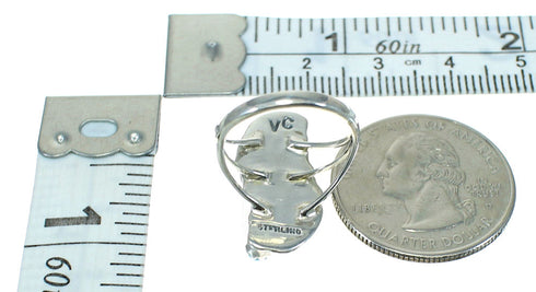 Silver Southwestern Turquoise Flower Ring Size 6 QX84383