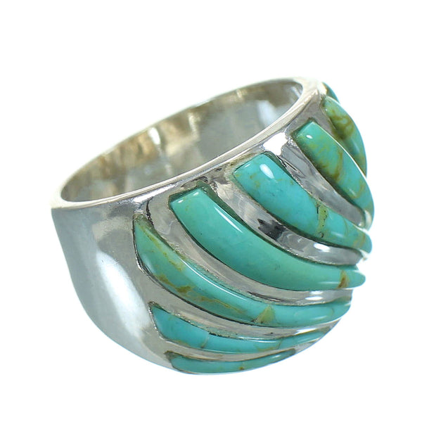 Authentic Sterling Silver Turquoise Inlay Jewelry Ring Size 7 RX86336