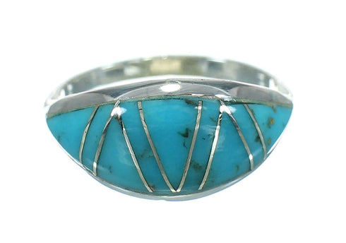 Sterling Silver Turquoise Inlay Jewelry Ring Size 6-1/4 RX86462