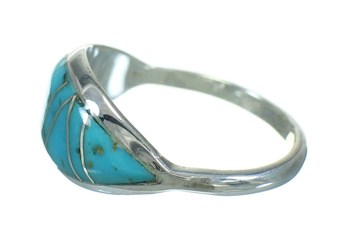 Sterling Silver Turquoise Inlay Jewelry Ring Size 6-1/4 RX86462