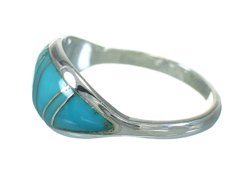 Genuine Sterling Silver Turquoise Inlay Southwest Ring Size 4-3/4 RX86502