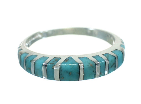 Sterling Silver Turquoise Inlay Southwest Jewelry Ring Size 6-1/4 RX86600