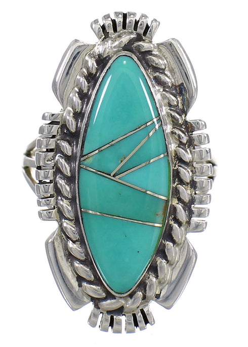 Southwest Turquoise Genuine Sterling Silver Ring Size 5-1/4 YX86490