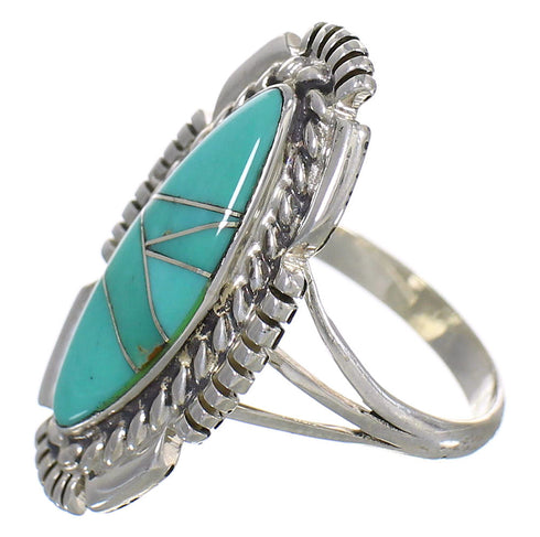 Southwest Turquoise Genuine Sterling Silver Ring Size 5-1/4 YX86490