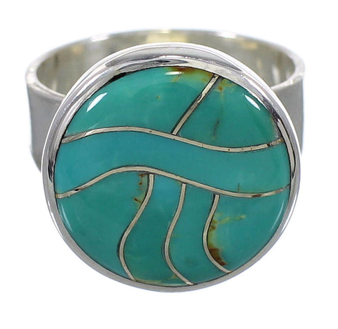 Southwest Silver Turquoise Ring Size 5-3/4 YX86526