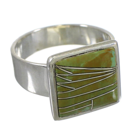 Turquoise Southwestern Silver Ring Size 7 YX86564