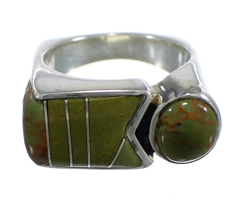 Silver Southwestern Turquoise Inlay Ring Size 4-3/4 QX83983