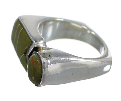 Silver Southwestern Turquoise Inlay Ring Size 4-3/4 QX83983