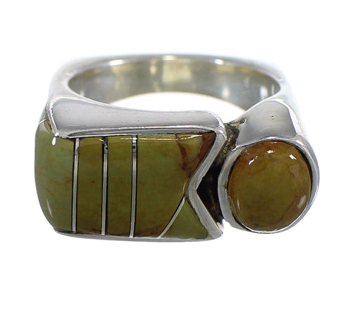 Sterling Silver Southwestern Turquoise Inlay Ring Size 5 QX83988