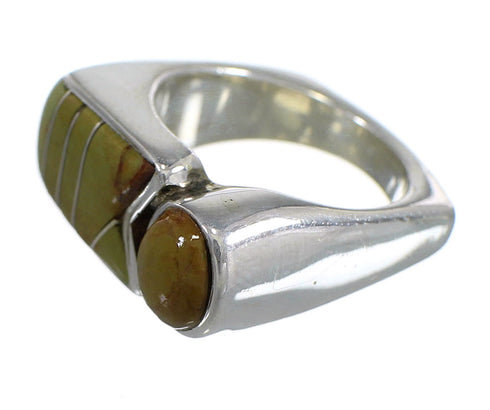 Sterling Silver Southwestern Turquoise Inlay Ring Size 5 QX83988