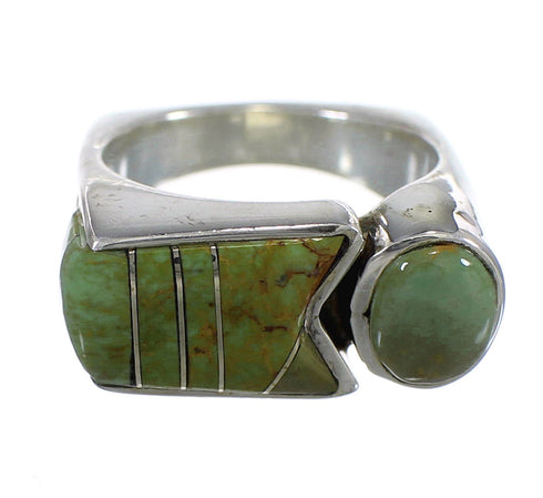 Authentic Sterling Silver Southwestern Turquoise Inlay Ring Size 5-1/2 QX83993