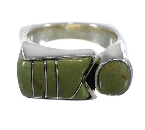 Genuine Sterling Silver Southwest Turquoise Inlay Ring Size 6-1/4 QX83994