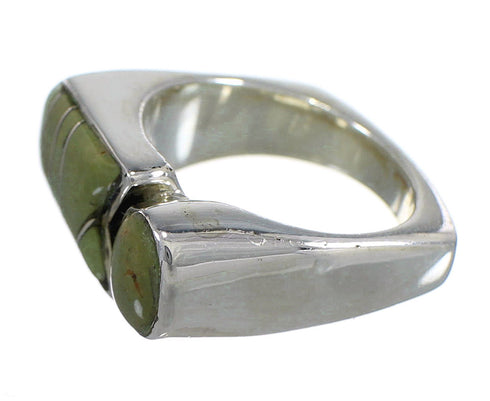 Genuine Sterling Silver Southwest Turquoise Inlay Ring Size 6-1/4 QX83994