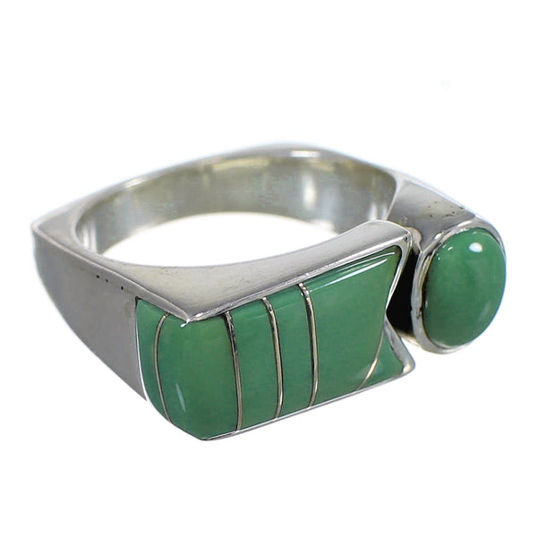 Southwestern Authentic Sterling Silver Turquoise Inlay Ring Size 7 QX84009