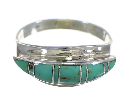 Southwestern Sterling Silver Turquoise Ring Size 6-1/2 QX84179