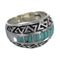Turquoise Inlay Authentic Sterling Silver Water Wave Ring Size 5-1/4 AX83642