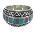Turquoise Inlay Genuine Sterling Silver Water Wave Southwest Ring Size 4-3/4 AX83667