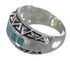 Turquoise Inlay Genuine Sterling Silver Water Wave Southwest Ring Size 4-3/4 AX83667