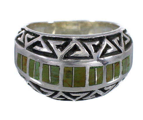 Silver Water Wave Turquoise Inlay Ring Size 6-1/4 AX83709