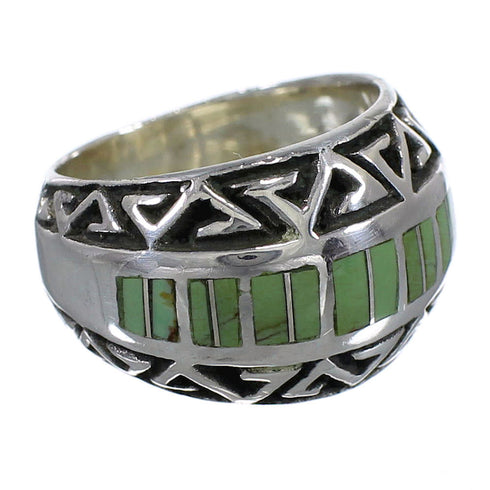 Sterling Silver Water Wave Turquoise Inlay Southwestern Ring Size 4-1/2 AX83713