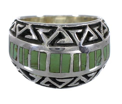 Sterling Silver Water Wave Turquoise Inlay Southwestern Ring Size 4-1/2 AX83713