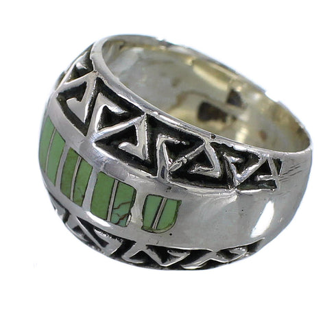 Sterling Silver Water Wave Turquoise Inlay Southwestern Ring Size 4-1/2 AX83713