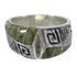 Southwestern Sterling Silver Water Wave Turquoise Inlay Jewelry Ring Size 6-1/2 AX83797