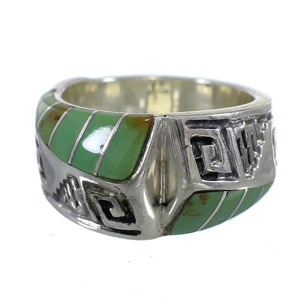 Southwest Silver Turquoise Water Wave Jewelry Ring Size 4-3/4 AX83807