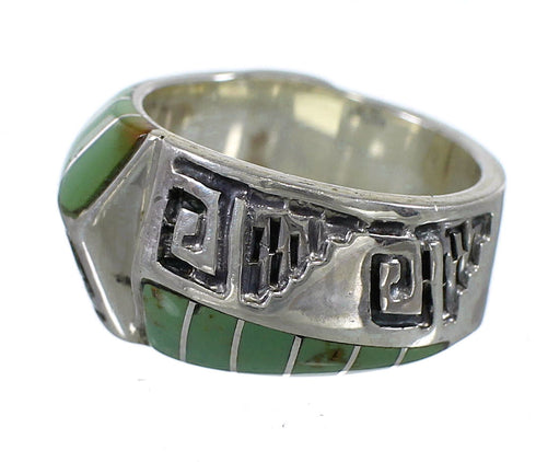 Southwest Silver Turquoise Water Wave Jewelry Ring Size 4-3/4 AX83807