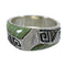 Genuine Sterling Silver Turquoise Inlay Water Wave Jewelry Ring Size 6-3/4 AX83919