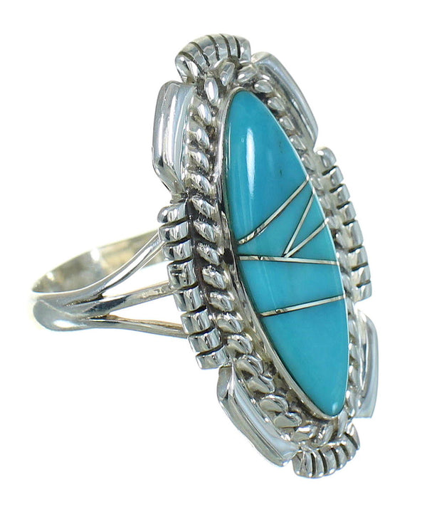 Southwest Genuine Sterling Silver Turquoise Ring Size 8-1/2 QX85110