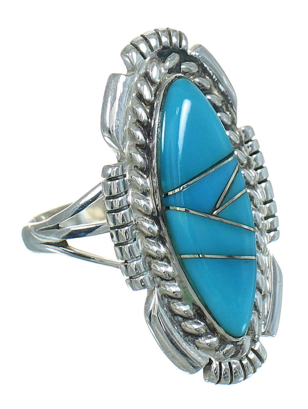 Southwestern Genuine Sterling Silver Turquoise Ring Size 5-1/4 QX85113