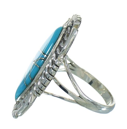 Southwestern Genuine Sterling Silver Turquoise Ring Size 5-1/4 QX85113