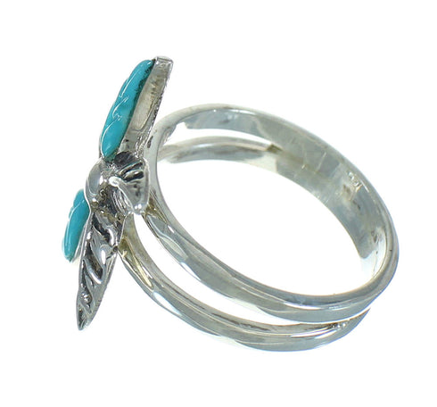 Turquoise Flower Sterling Silver Southwestern Ring Size 6 QX85174