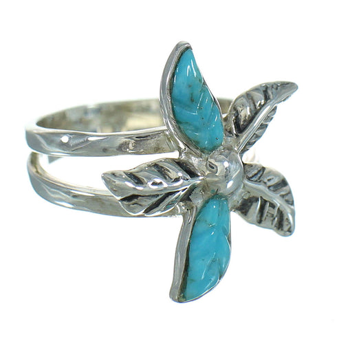 Turquoise Flower Southwest Authentic Sterling Silver Ring Size 5-1/4 QX85186