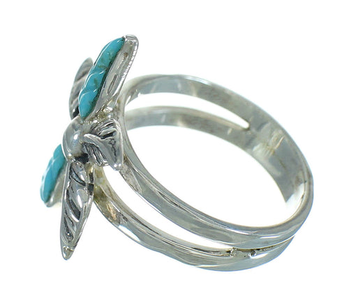 Turquoise Flower Southwest Authentic Sterling Silver Ring Size 5-1/4 QX85186