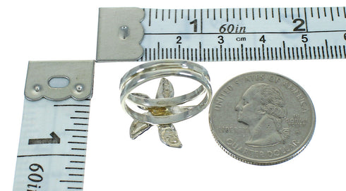 Turquoise Flower Southwest Authentic Sterling Silver Ring Size 5-1/4 QX85186