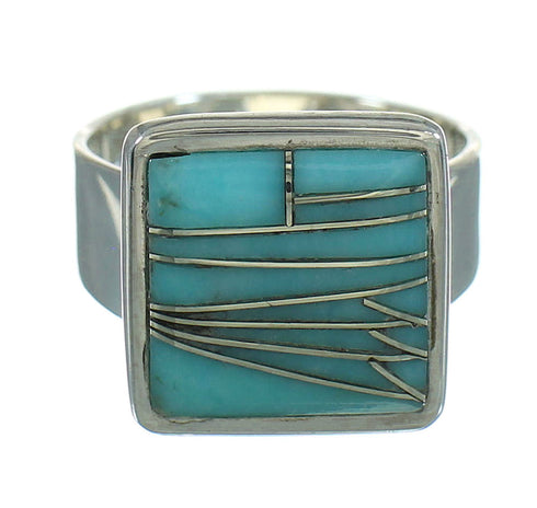 Turquoise Genuine Sterling Silver Southwestern Ring Size 8-1/2 QX85238