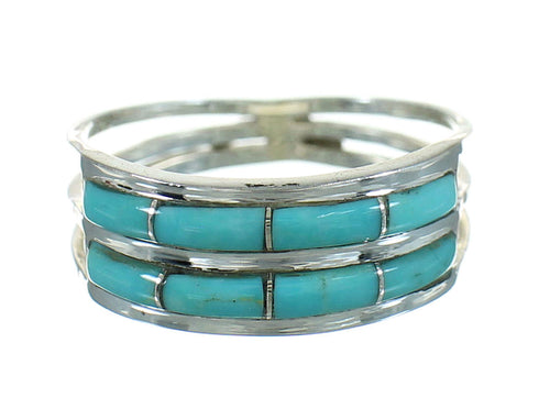 Genuine Sterling Silver Turquoise Inlay Ring Size 6-3/4 RX84970