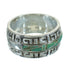 Turquoise Southwestern Genuine Sterling Silver Water Wave Ring Size 6-1/2 QX85736