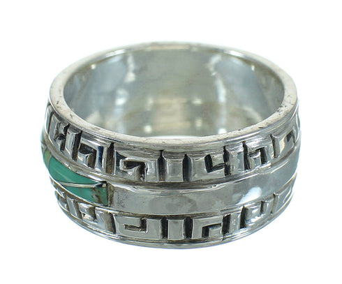 Turquoise Southwestern Genuine Sterling Silver Water Wave Ring Size 6-1/2 QX85736