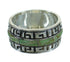 Silver Southwestern Turquoise Water Wave Ring Size 5-3/4 QX85749