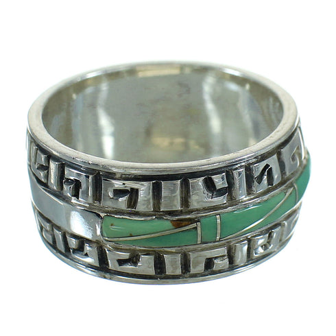 Turquoise Water Wave Authentic Sterling Silver Southwestern Ring Size 5-1/4 QX85762