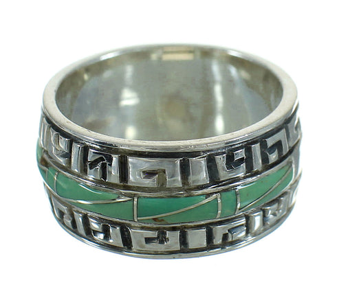 Turquoise Water Wave Authentic Sterling Silver Southwestern Ring Size 5-1/4 QX85762