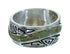 Turquoise Water Wave Southwestern Sterling Silver Ring Size 8-1/4 QX85788