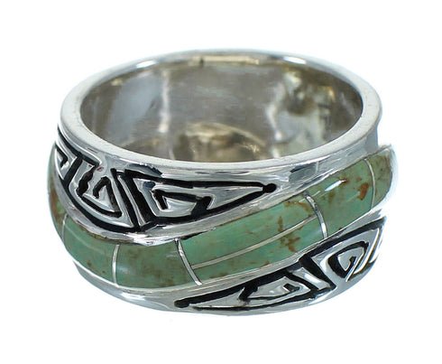 Turquoise Water Wave Southwestern Authentic Sterling Silver Ring Size 8-1/4 QX85790