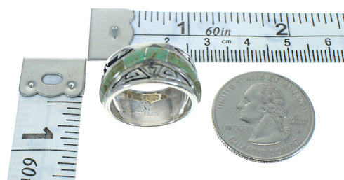 Turquoise Water Wave Southwestern Authentic Sterling Silver Ring Size 8-1/4 QX85790